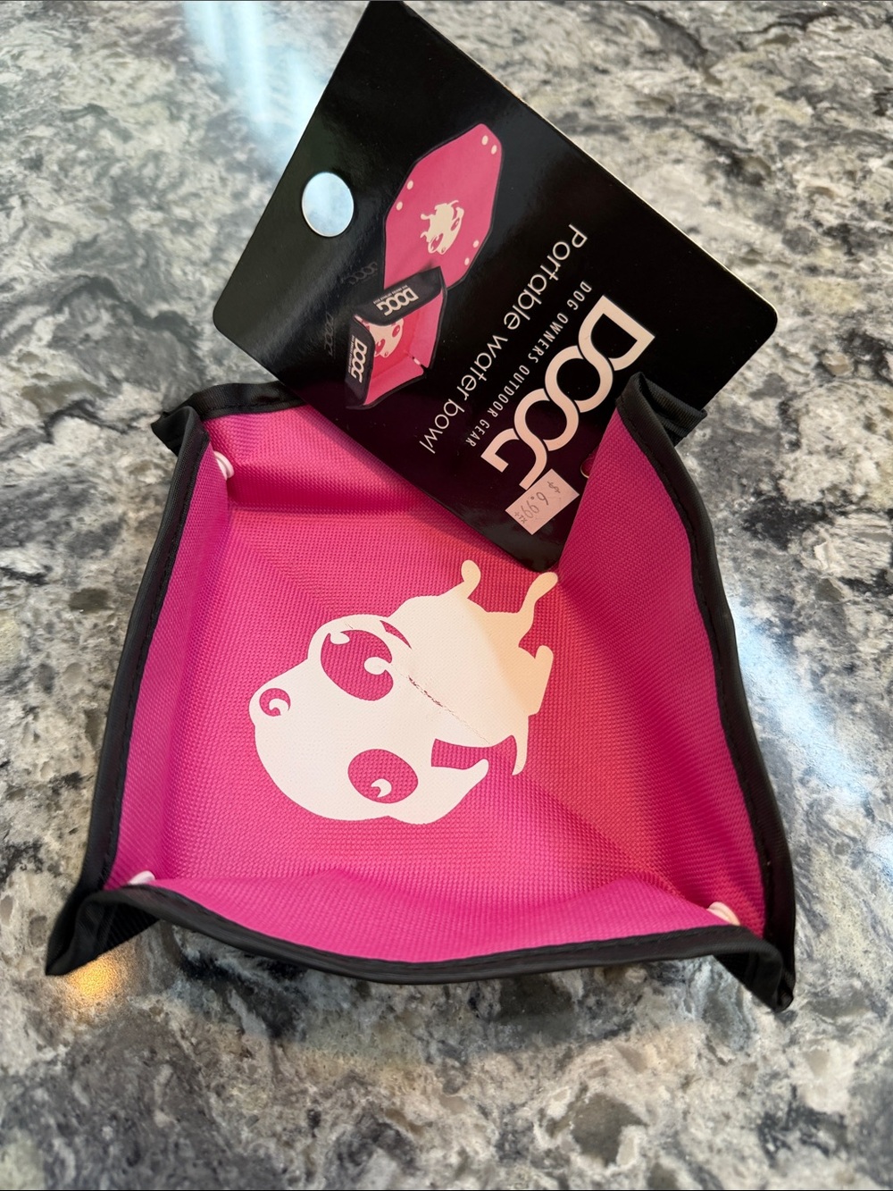 Foldable Pink Travel Dog Bowl
